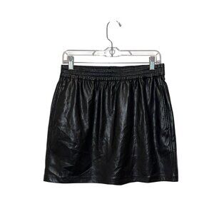 Babaton Black Elastic Waist Lightweight Faux Leather Mini Skirt Women's Size M
